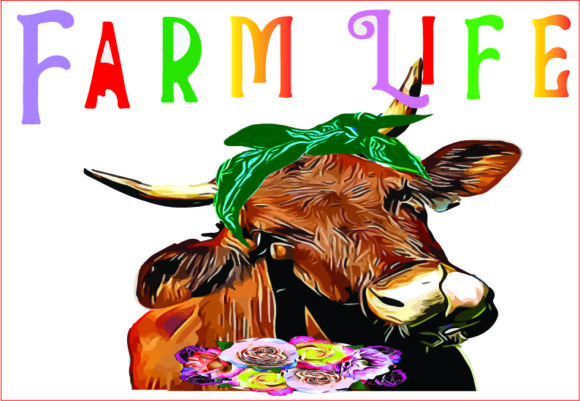 Cow Floral Farm Life Sublimation Digital Design