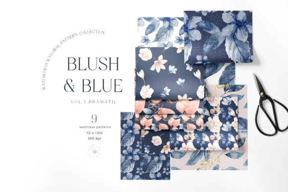 Elevating Creative Projects with Watercolor Floral Patterns in Blush and Navy