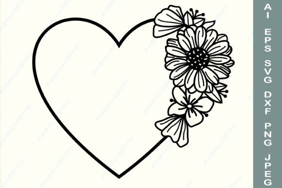 Floral Heart Love Valentine Digital Cut Files