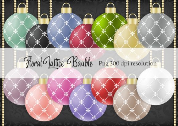 Floral Lattice Christmas Bauble Digital Assets