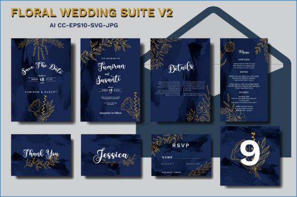 Floral Wedding Suite V2: Editable Line Art Stationery