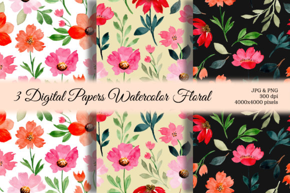 Seamless Pattern Floral Watercolor 102: Elevating Digital Design with High-Resolution Versatility