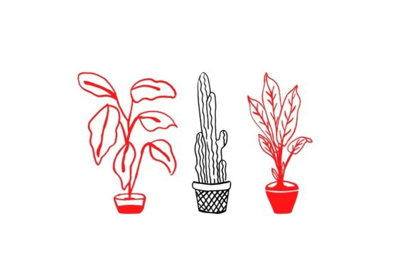 Strategic Application of Black Red Floral Art Potted Plant Craft in Digital Design
